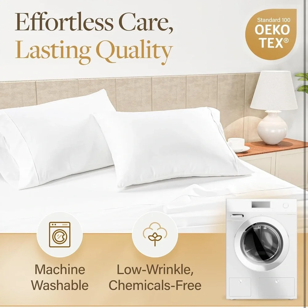🆕 White 100% Egyptian Cotton Sheets Cooling Luxury Hotel Queen Crisp Clean Relax